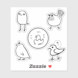 Inkttekening Vogels Sticker Sheet