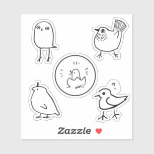 Inkttekening Vogels Sticker Sheet