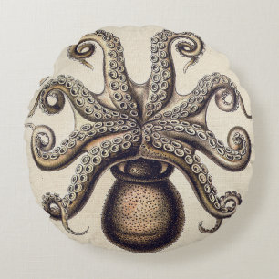 inktvis door Ernst Haeckel Rond Kussen