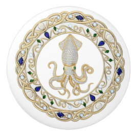 Inktvis Goud Kristal Oceaan Zee 2D grafische edels Keramische Knop