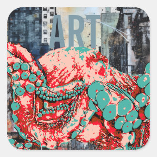 inktvis kunst sticker
