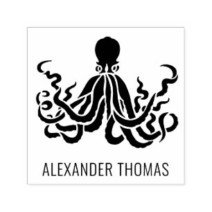 Inktvis Silhouet Zeeleven Naam Zelfinktende Stempel