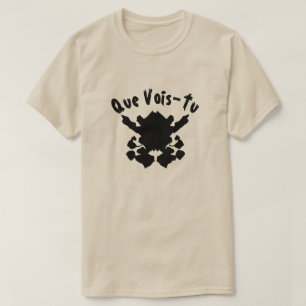inktvlektest met tekst Que Vois-Tu T-shirt