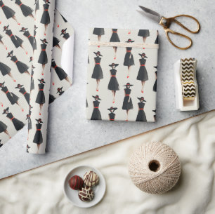 Inktwastje Zwarte Jurk Modepatroon Cadeaupapier