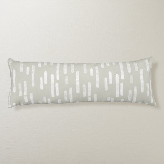 Inky afgeronde lijnen patroon | Wit op Beige Lichaamskussen (Achterkant)