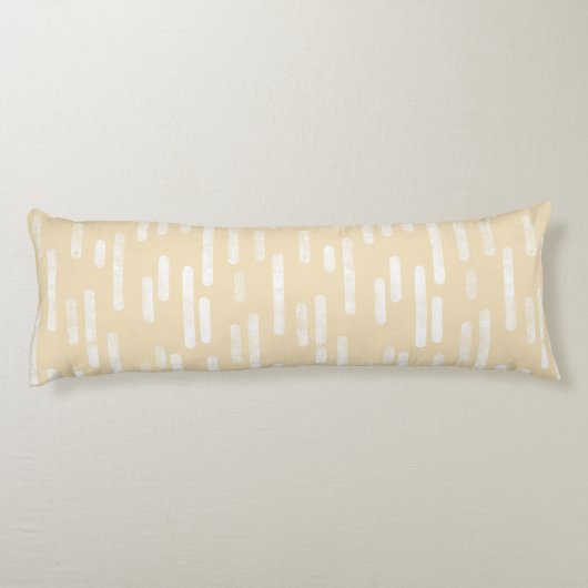 Inky afgeronde lijnen patroon | Wit op Bleek geel Lichaamskussen (Achterkant)