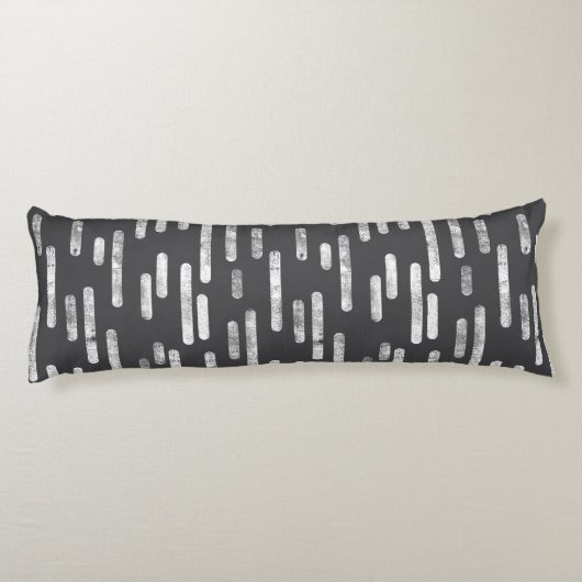 Inky afgeronde lijnen patroon | Wit op grafiet Lichaamskussen (Achterkant)