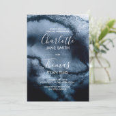 Inky Aquarel Bruiloft uitnodiging (Staand voorkant)