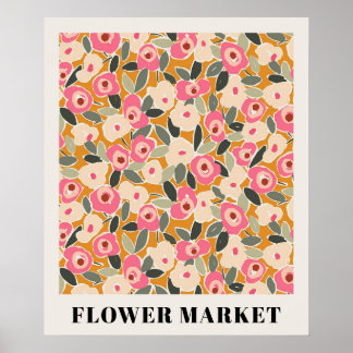 Inky bloem bloemenmarkt patroon- Zonnige weide Poster