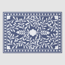 Inky Blue 1 Traditional Bone Inlay Decoupage Paper