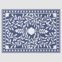 Inky Blue 1 Traditioneel Blauw Bot Inlegwerk Decou