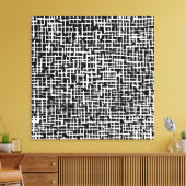 Inky Crossed Lines - White on Black Canvas Afdruk (Insitu (Woonkamer))