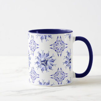 Inky Floral Coffee Mok | Indigo en wit