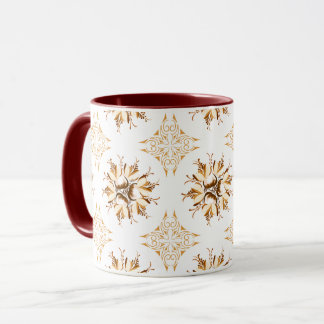Inky Floral Coffee Mok | Sinaasappel Bruin en Wit