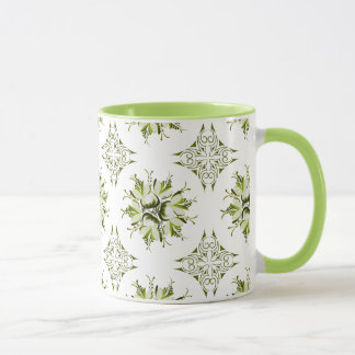 Inky Floral Coffee Mok | tinten groen en wit