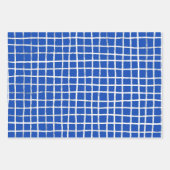Inky Lines Grid Brushstrokes Simple Minimal Blue Inpakpapier Vel (Voorkant 3)