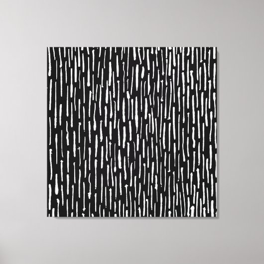 Inky Lines - wit op zwart Canvas Afdruk (Voorkant)