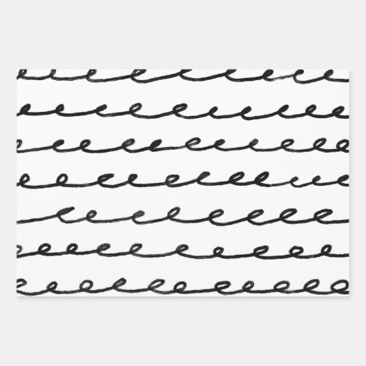 Inky Loop Brushstrokes Eenvoudig Minimaal Zwart Wi Inpakpapier Vel (Voorkant 3)