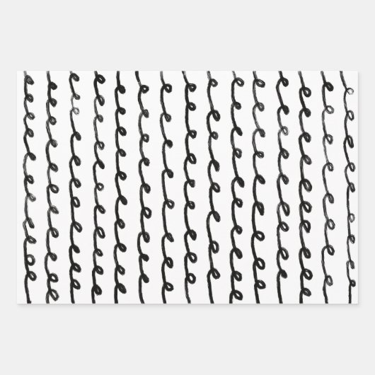 Inky Loop Brushstrokes Eenvoudig Minimaal Zwart Wi Inpakpapier Vel (Voorkant)