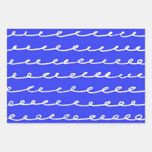 Inky Loops Chic Hand getrokken Lijnen Blauw & Wit Inpakpapier Vel (Voorkant 2)