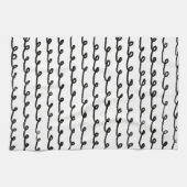 Inky Loops Chique Hand getrokken Lijnen Zwart & Wi Theedoek (Horizontaal)