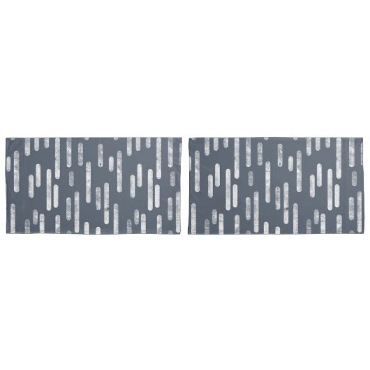 Inky Roundlines Pattern | Blauwgrijs en wit Kussensloop (Voorkant-Set)