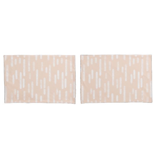 Inky Roundlines Pattern | Bleke perzik en wit Kussensloop (Voorkant-Set)