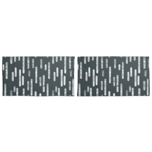 Inky Roundlines Pattern | Donkergrijs-groen/wit Kussensloop (Voorkant-Set)