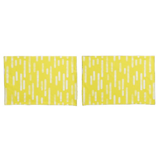 Inky Roundlines Pattern | Helder geel + wit Kussensloop (Voorkant-Set)
