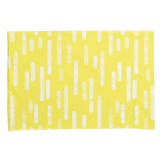 Inky Roundlines Pattern | Helder geel + wit Kussensloop (Voorkant-Rechts)