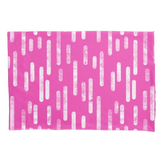 Inky Roundlines Pattern | Helder roze en wit Kussensloop (Voorkant-Links)