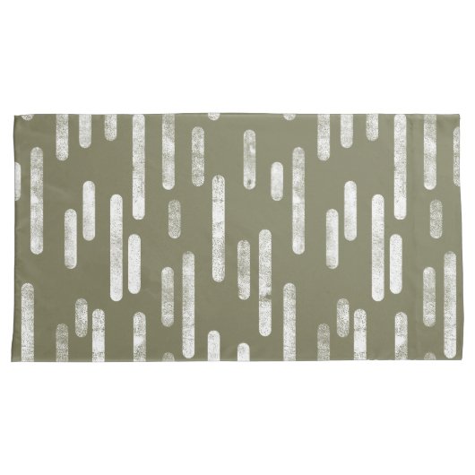 Inky Roundlines Pattern | Olijfgroen en wit Kussensloop (Voorkant-Rechts)
