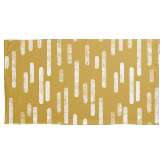 Inky Roundlines Pattern | Oud goud en wit Kussensloop (Voorkant-Links)