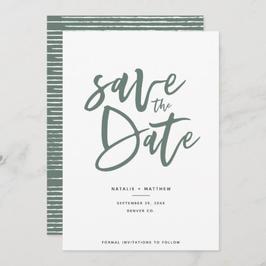 Inky script slaat de datum op save the date (Voorkant / Achterkant)