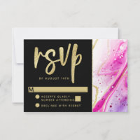 Inky Splash Roze Marmer met Gouden folie Bruiloft