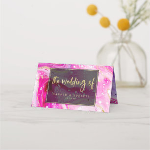 Inky Splash Roze Marmeren Gouden Trouwtafel Nummer