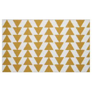 Inky Triangles - Gold Brown op White Stof