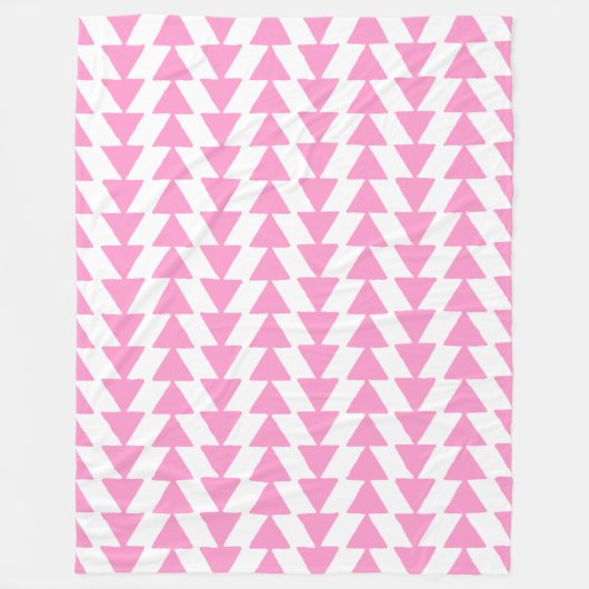Inky Triangles - Roze en Wit Fleece Deken (Voorkant)