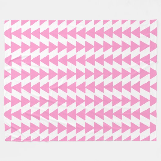 Inky Triangles - Roze en Wit Fleece Deken (Voorkant (Horizontaal))