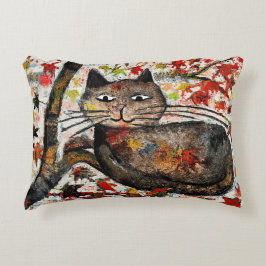 Inky zwarte kat en herfstkat Accent Pillow Accent Kussen