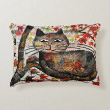 Inky zwarte kat en herfstkat Accent Pillow