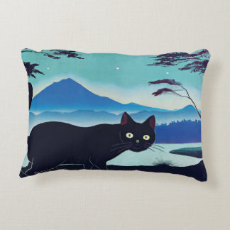 Inky zwarte kat en herfstkat Accent Pillow Kussen