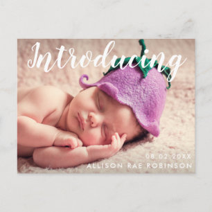 INLEIDING Nieuwe baby aankondiging fotokaart Briefkaart