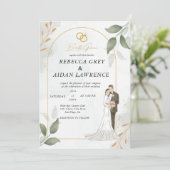 Inline Faded Foto | Moderne minimale bruiloft Kaart (Staand voorkant)