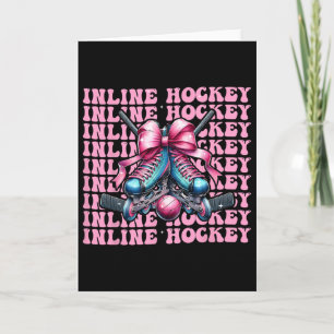Inline Hockey Speelster Meisje Coquette Strik Pink Kaart