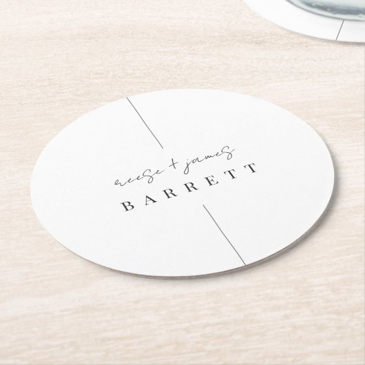 Inline | Moderne minimale persoonlijke bruiloft Ronde Kartonnen Onderzetter (Gebogen)
