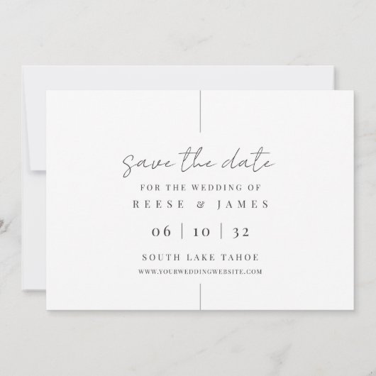inline | Moderne minimalistische foto bruiloft Save The Date (Achterkant)