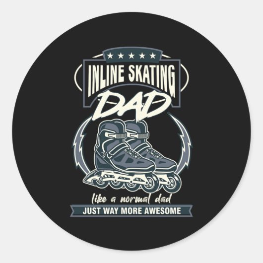 Inline Skateeg vader Rollerblading Roller Ska Ronde Sticker (Voorkant)