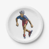 Inline Skater Cool Retro Rollerblading Papieren Bordje (Voorkant)