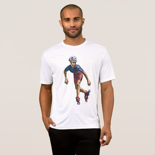Inline Skater Cool Retro Rollerblading T-shirt (Voorkant volledig)